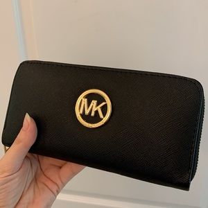 Michael Kors Black Large Saffiano Leather Wallet